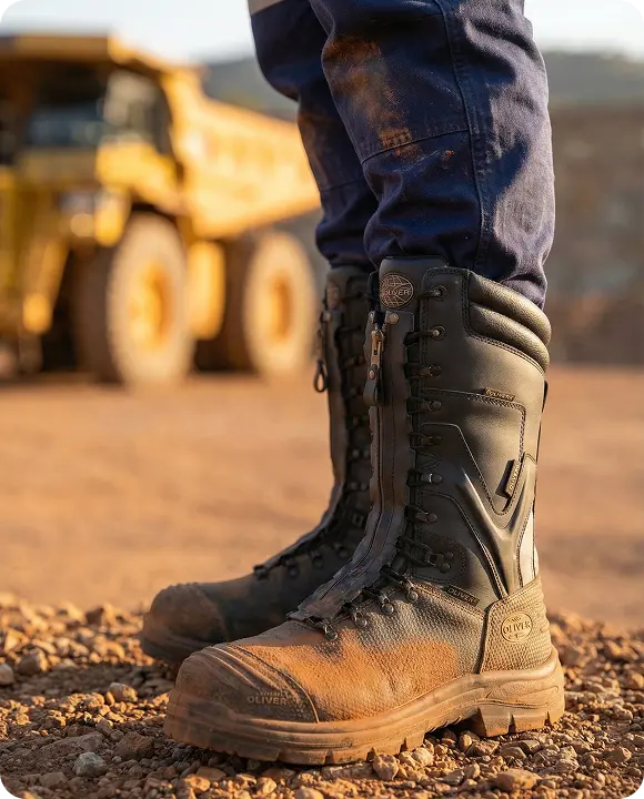 350mm Black Laced In Zip Mining Boot